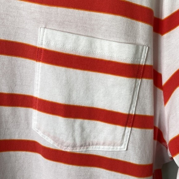 Good Man Brand Short Sleeve Split Neck Stripe Cotton Jersey Tee Top Pocket - Picture 4 of 15